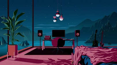 夜晚的电脑房间