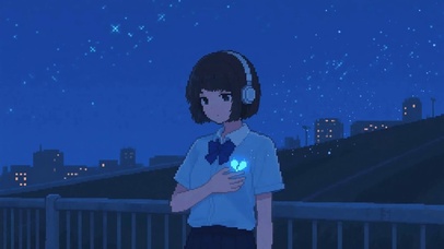 夜晚伤感少女