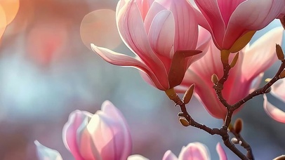 护眼小清新花朵带鱼屏