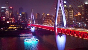 4K重庆地标千厮门大桥城市夜景