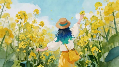 油菜花田女孩