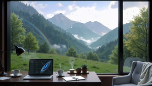 窗山雷声玻璃雨