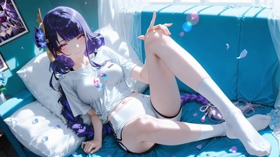 假日紫发长腿女孩