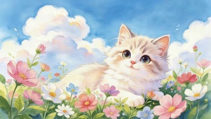 鲜花可爱猫咪