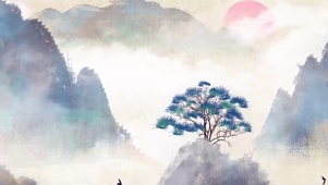 夕阳紫色古风背景