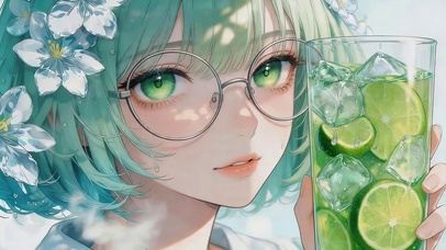 可爱短发青柠女孩