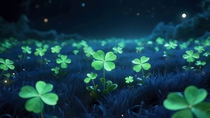 夜晚四叶草草原