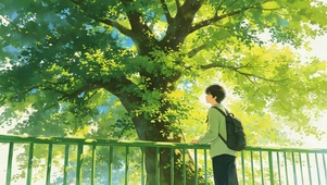 情侣壁纸-绿荫下少年