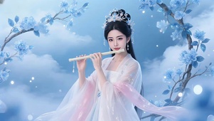 梦境唯美古装美女演奏长笛