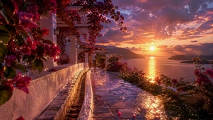 海边花园日落