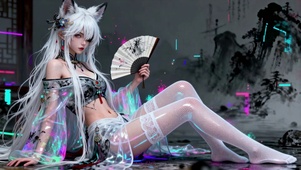 赛博执扇狐妖