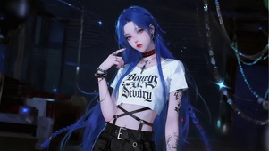 蓝发另类女孩