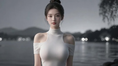 穿白衣美女