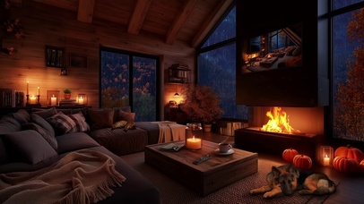 山林小屋雷雨夜