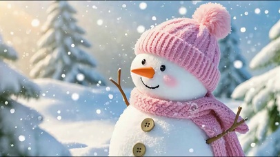 雪中可爱小雪人