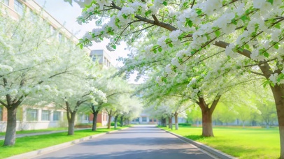 唯美校园樱花盛开
