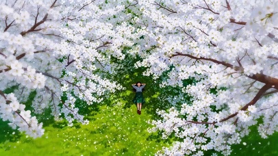 春天樱花树下