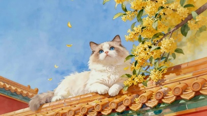 墙头桂花猫咪