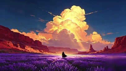 夕阳薰衣草花海侠影