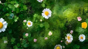 护眼绿景花朵带鱼屏