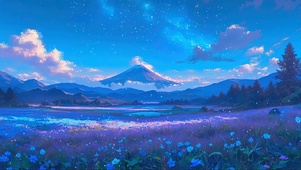 高山花海夜景
