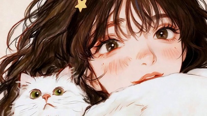 温柔少女与猫