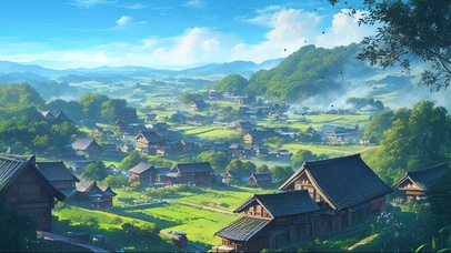 清晨迷雾传统村落