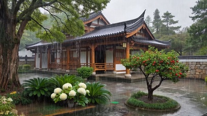【雨景】中式庭院