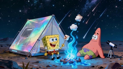 星空露营海绵宝宝派大星