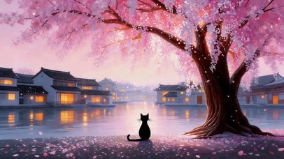 樱花树猫咪