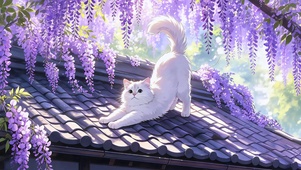 慵懒屋檐上的猫