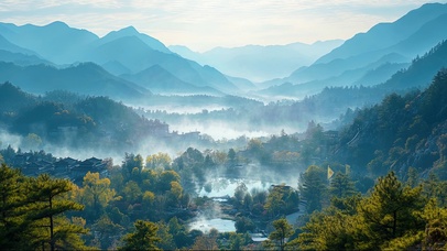 清新绿色云雾山林