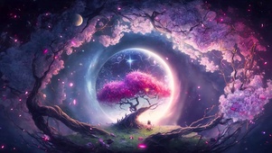 梦幻圆月花树
