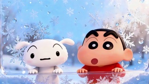 冬日雪天小新和小白