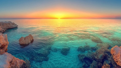 落日纯净礁石海岸