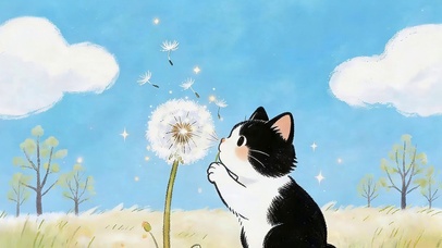 可爱蒲公英猫咪