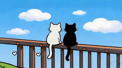 栏杆上看风景的猫咪