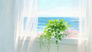 海景飘窗清新绿植