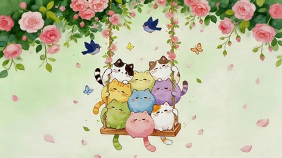 可爱猫咪荡秋千