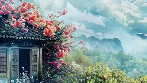 蓝天白云树木带鱼屏