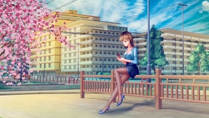 樱花下少女