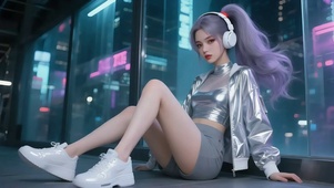 4K 紫发潮酷美少女