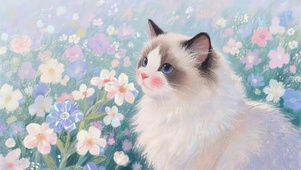 鲜花从里猫咪