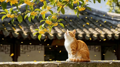 桂花树下猫咪