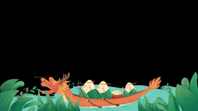 绿色小清新端午卡通