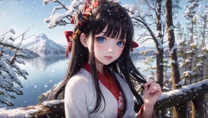 雪中汉服少女