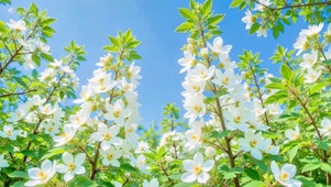 护眼蓝天下花丛