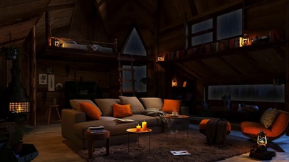 暴雨天舒适小木屋