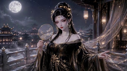 月夜古风汉服美女