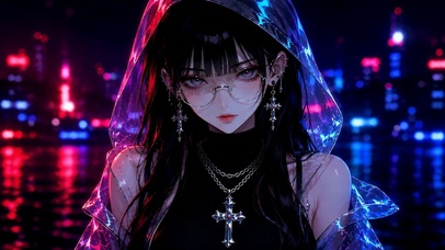 霓虹赛博朋克酷飒美少女